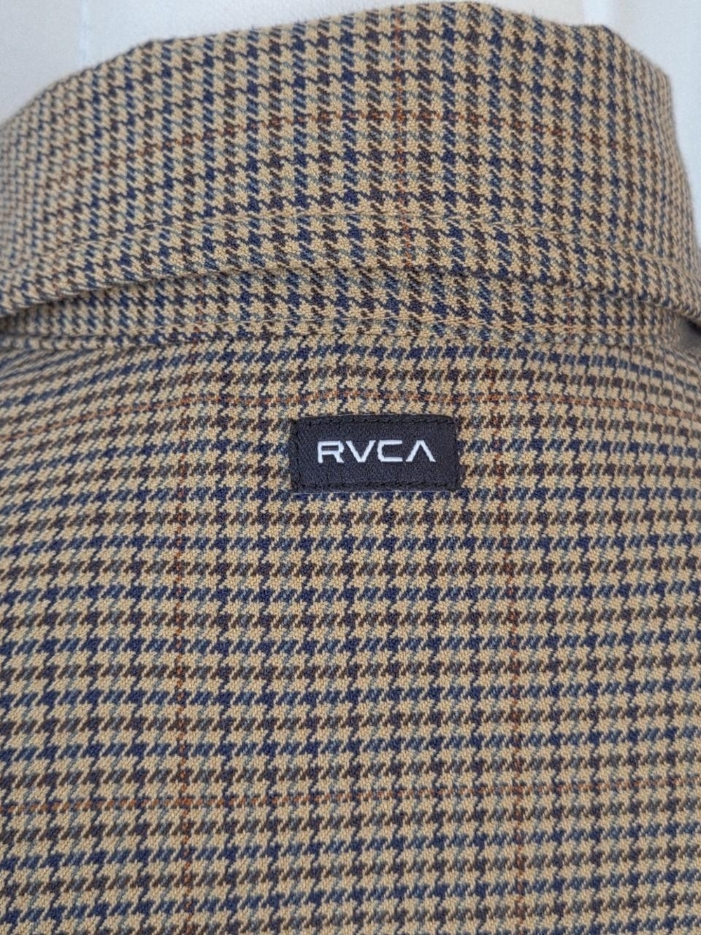 RVCA Houndstooth Plaid Button Up Collared Shirt Sress Brown Size S - Picture 6 of 11